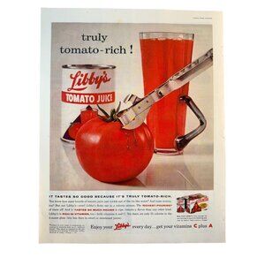 Vintage 1961 Libbys Tomato Juice Food Advertisement Print Ad